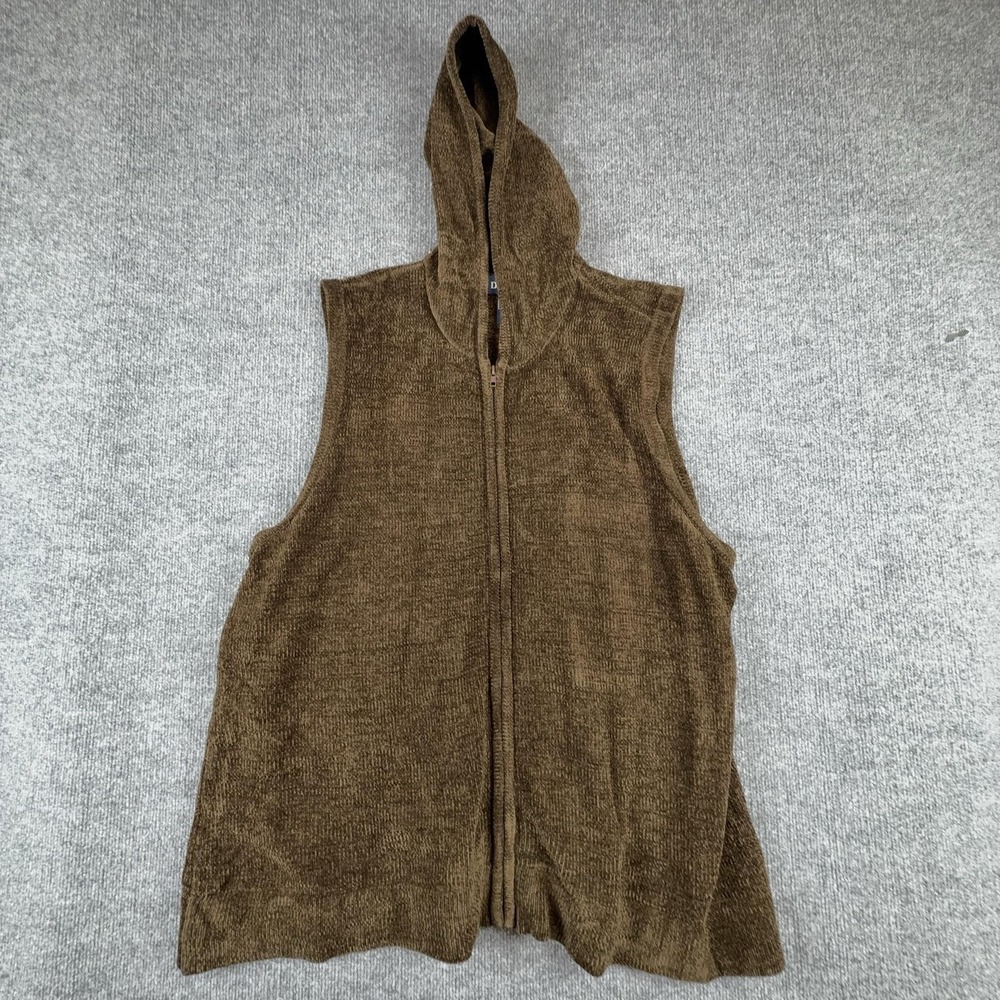 Denim & Co. Sweater Vest Womens Plus 3X Brown Hooded Full Zip Knit Hong Kong